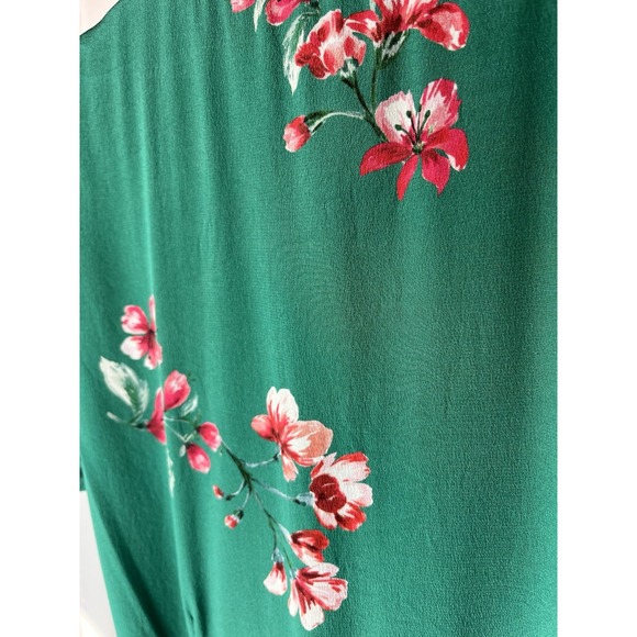 Sezane Anastasia Mini Dress Green Silk Wrap Size 36 US Size 4 100% Silk Floral - Picture 9 of 10